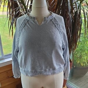 Aerie Blue Ribbed Boxy Sweatshirt
